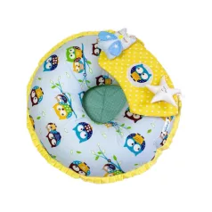   Mama Kiddies® MyKids multifunkční polštář 3 v 1 pro maminku a miminko – modro-žlutá sova