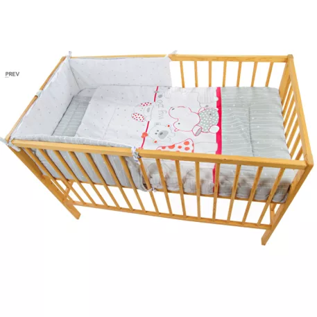 Mama Kiddies® Sofie Dreams 4dílná sada dětského povlečení s 180° mantinelem do postýlky v červené barvě- My Zoo Red
