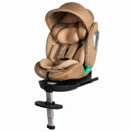 ISOFIX 360° otočná autosedačka Mama Kiddies® iSize Journey Extra (40–150 cm) v béžové barvě s opěrnou nohou, + dárek sluneční clona a opěrka nohy