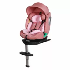   ISOFIX 360° otočná autosedačka Mama Kiddies iSize Journey Extra (40–150 cm) v růžové barvě s opěrnou nohou, + dárek sluneční clona a opěrka nohy