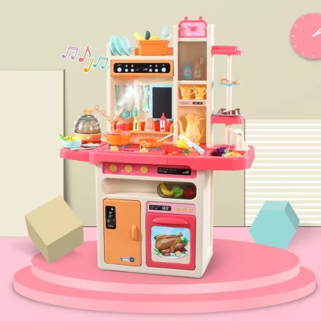 65 kusová Mama Kiddies® KitchenStar set dětská kuchyňka - v růžové barvě