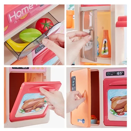 65 kusová Mama Kiddies® KitchenStar set dětská kuchyňka - v růžové barvě