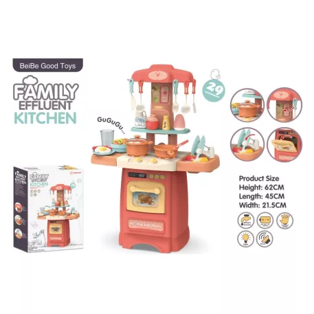 Mama Kiddies® Effluent Kitchen dětská kuchyňka – 29 dílů, růžová