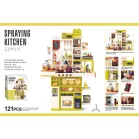 Mama Kiddies® Interaktivní „Spraying Kitchen“ dětská kuchyňka – 121dílná sada, výška 103 cm se světelnými a zvukovými efekty ve žlutozelené barvě