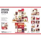 Mama Kiddies® Interaktivní „Spraying Kitchen“ dětská kuchyňka – 121dílná sada, výška 103 cm se světelnými a zvukovými efekty v červené barvě