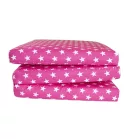 Mama Kiddies® Sofie Dreams skládací pěnová matrace 120 × 60 × 5 cm – růžová s bílými hvězdičkami
