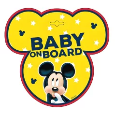   Výstražná cedulka do auta „Dítě v autě“ – Baby on Board, Mickey