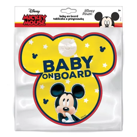 Výstražná cedulka do auta „Dítě v autě“ – Baby on Board, Mickey