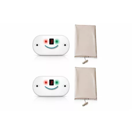 Monitor dechu Baby Control Premium TWINS pro dvojčata – 2 monitorovací jednotky se 2 extra velkými senzorovými podložkami