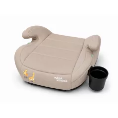   Mama Kiddies® i-Size HappyRide ISOFIX podsedák do auta (125–150 cm) v béžové barvě s motivem žirafy – DÁREK držák na nápoj