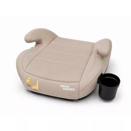Mama Kiddies® HappyRide i-Size ISOFIX podsedák 125–150 cm – béžový, Giraffe + dárek: držák na nápoj