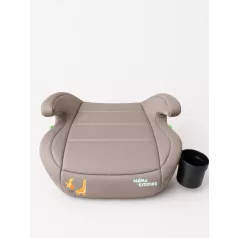   Mama Kiddies® i-Size HappyRide ISOFIX podsedák do auta (125–150 cm) v béžové barvě s motivem žirafy – DÁREK držák na nápoj