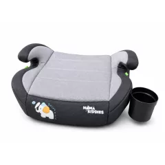   Mama Kiddies® i-Size HappyRide ISOFIX podsedák do auta (125–150 cm) v šedé barvě s motivem mláděte slona – držák na nápoj jako dárek