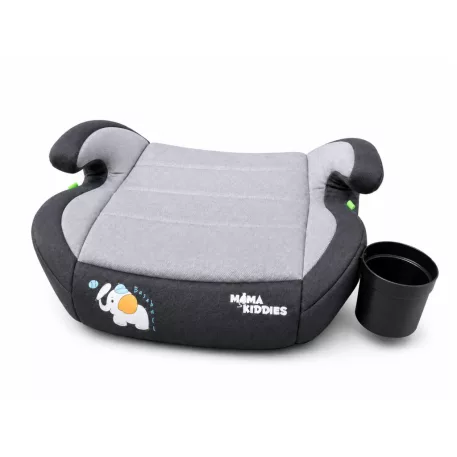 Mama Kiddies® HappyRide i-Size ISOFIX podsedák 125–150 cm – šedý, Baby Elephant + dárek: držák na nápoj