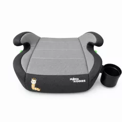   Mama Kiddies® i-Size HappyRide podsedák do auta (125–150 cm) v šedé barvě s motivem mláděte žirafy – DÁREK držák na nápoj