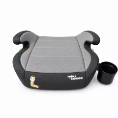   Mama Kiddies® i-Size HappyRide podsedák do auta (125–150 cm) v šedé barvě s motivem mláděte žirafy – DÁREK držák na nápoj