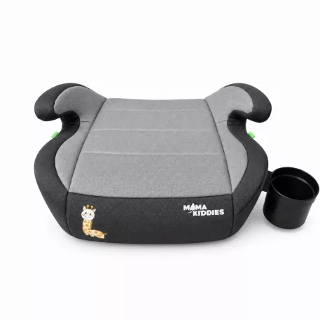 Mama Kiddies® HappyRide i-Size podsedák 125–150 cm – šedý, Baby Giraffe + dárek: držák na nápoj