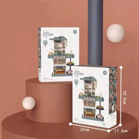 Výška 63 cm Moderní kuchyňská dětská kuchyňská souprava s 38 doplňky v olivové barvě