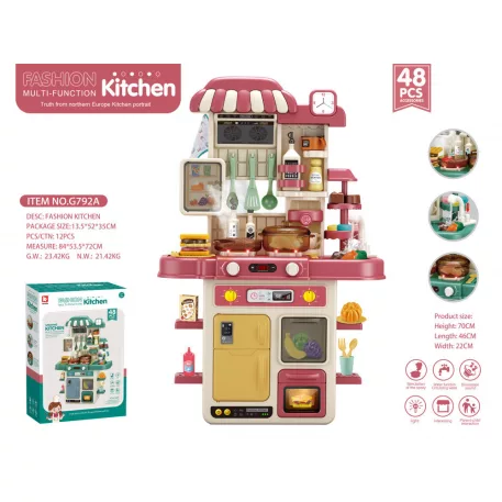48dílná multifunkční dětská kuchyňská sada Mama Kiddies® Kitchen v červenej barvě