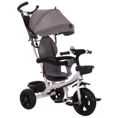  MK H-Trike Hero tříkolka s rodičovskou rukojetí a opěrkou na nohy – sivej-bílá barva