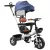 MK H-Trike Harmony tříkolka s otočným sedadlem o 360° a vodicí tyčí – modro-bílá barva + dárek