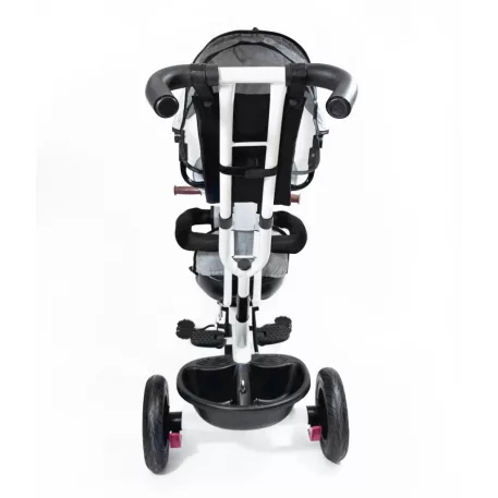 MK H-Trike Hawk tříkolka s otočným sedadlem o 360 stupňů, rodičovskou rukojetí a opěrkou na nohy – šedá barva