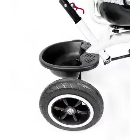 MK H-Trike Hawk tříkolka s otočným sedadlem o 360 stupňů, rodičovskou rukojetí a opěrkou na nohy – šedá barva