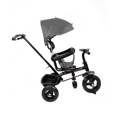   MK H-Trike Hunter tříkolka s vodicí tyčí pro rodiče a opěrkou nohou v šedé barvě
