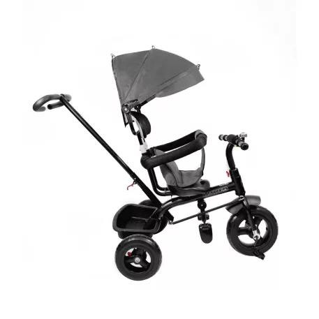 MK H-Trike Hunter tříkolka s vodicí tyčí pro rodiče a opěrkou nohou v šedé barvě