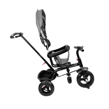 MK H-Trike Hunter tříkolka s vodicí tyčí pro rodiče a opěrkou nohou v šedé barvě