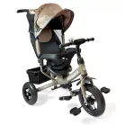 MK H-Trike Hype tříkolka s vodicí tyčí a opěrkou nohou v hnědo-černé barvě + dárek