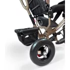 MK H-Trike Hype tříkolka s vodicí tyčí a opěrkou nohou v hnědo-černé barvě + dárek