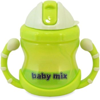 Baby Mix pohár s uškom a slamkou 200 ml - zelený - 1 ks