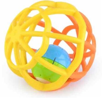 Rozvojová hračka guľa žlto oranžová