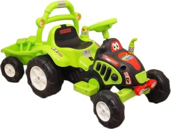 Baby Mix elektrický traktor s prívesom - zelený