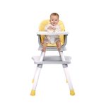   Mama Kiddies Funny 6v1 multifunkční jídelní židle žlutá se sadou hraček jako dárek