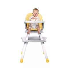   Mama Kiddies Denver 6v1 multifunkční jídelní židle žlutá se sadou hraček jako dárek