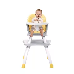   Mama Kiddies® Denver 6v1 multifunkční jídelní židle žlutá se sadou hraček jako dárek