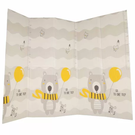 Oboustranná skládací hrací podložka z pěny XPE – 150 × 200 cm – motiv les / medvídek