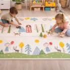 Oboustranná skládací hrací podložka z pěny XPE – 150 × 200 cm – motiv les / medvídek