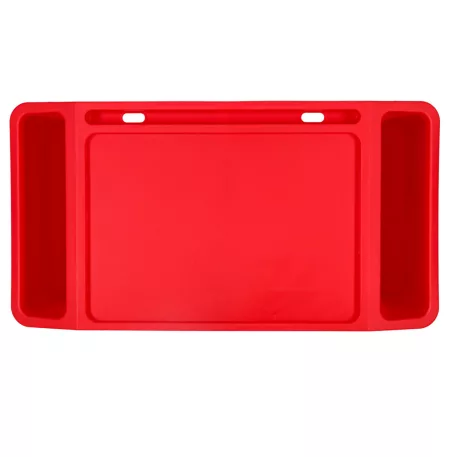 Stabilní přenosný stolek na notebook do auta s organizérem a kapsami pro děti – červený