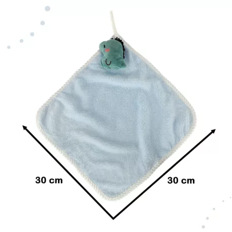 Dětský ručníček na ruce 30 × 30 cm s poutkem – modrý dinosaurus