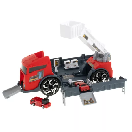 Hasičské auto 2 v 1 a garáž se 2 auty