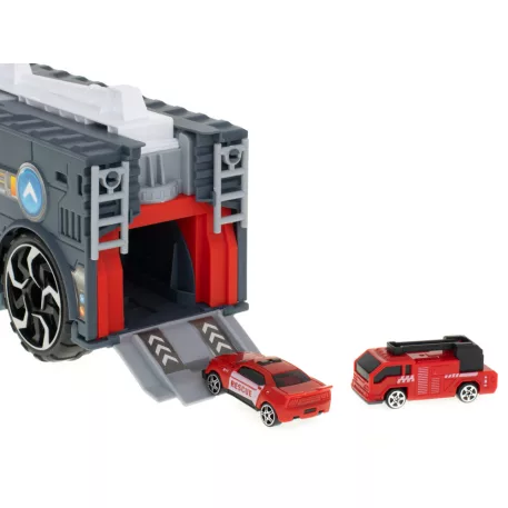 Hasičské auto 2 v 1 a garáž se 2 auty