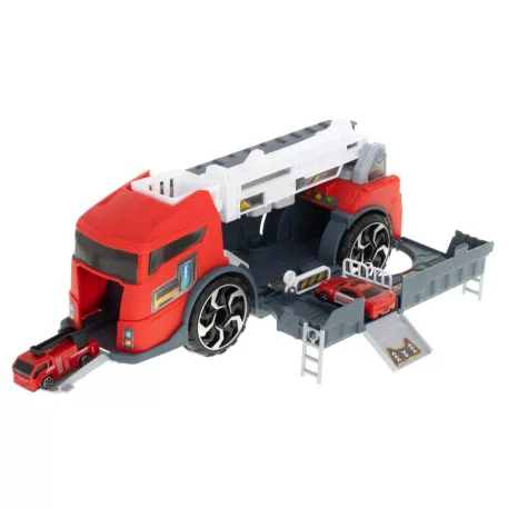Hasičské auto 2 v 1 a garáž se 2 auty