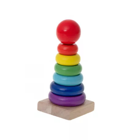 Barevná dřevěná pyramida se 6 kroužky