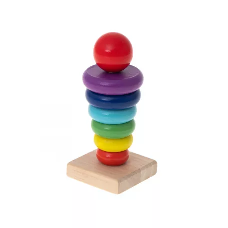 Barevná dřevěná pyramida se 6 kroužky