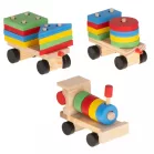 Dřevěný vláček s barevnými skládacími tvary – 30 cm