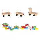 Dřevěný vláček s barevnými skládacími tvary – 30 cm