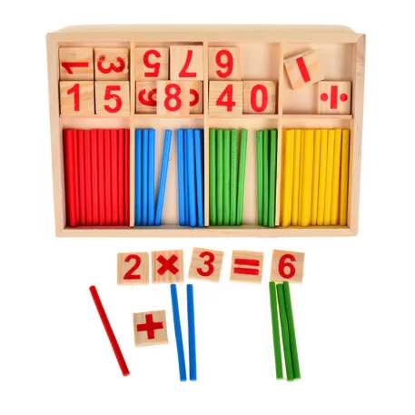 74dílná sada pro rozvoj matematiky v dřevěné krabici